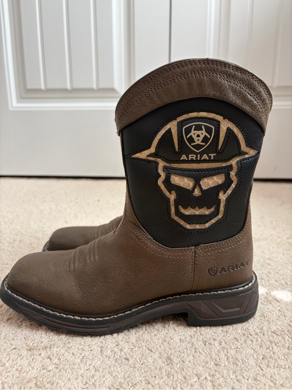Ariat Kids Roughneck XT VentTEK Workhog Western Leather Boots Size 3.5